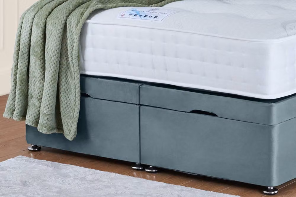 UK Bed Furniture Sunrise Ottoman Bed with 54 Inch Headboard, Light Blue, W/D/H: 120 x 200 cm – 4