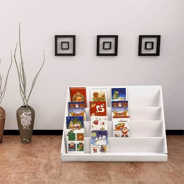 Nordara 2-Piece White 4-Tier Collapsible Cardboard Display Stands – 1