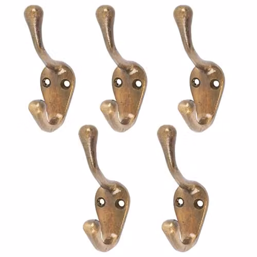 Hammer and Tongs Brass Narrow Wall Hook, Pack of 5, W: 25 mm x H: 80 mm – 1