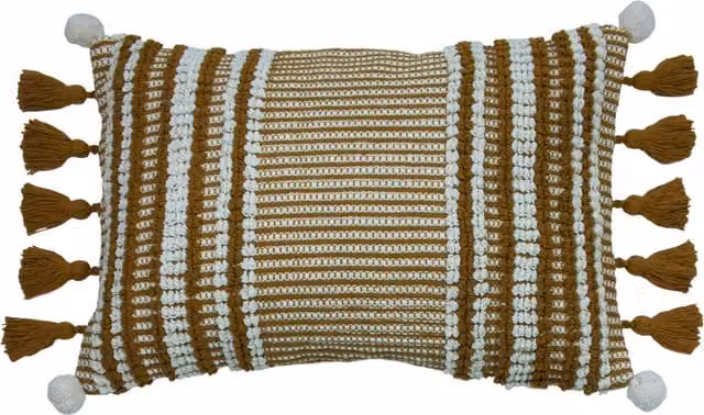 Make It A Home Lotta Striped Rectangular Cotton Cushion in Brown