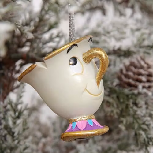 Disney Set of 4 Gold and Silver Beauty & The Beast Resin Christmas Hanging Decorations – 3