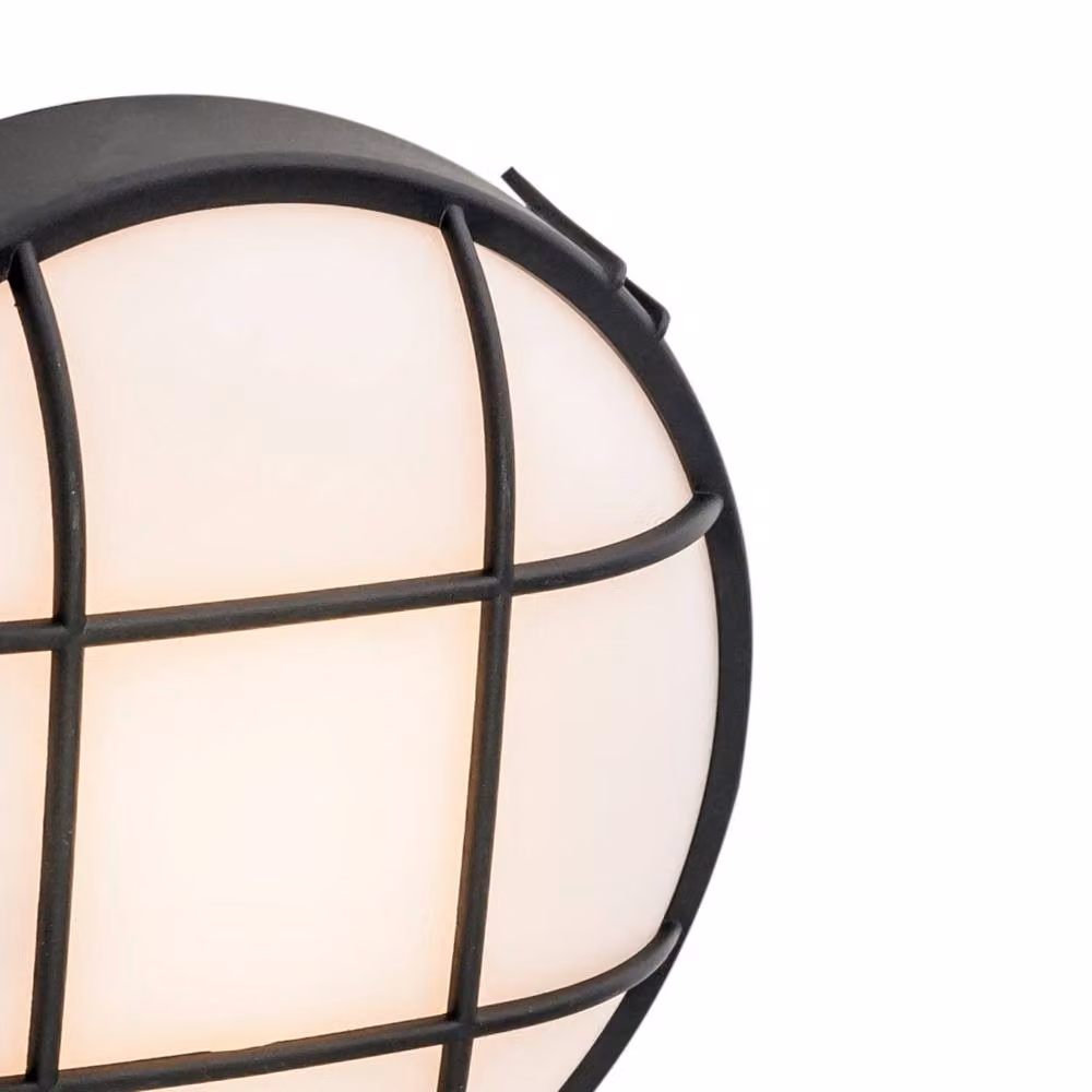 Netlighting Fond Round Outdoor Bulkhead Wall Lamp, Black, E27, 15W, IP44 – 3