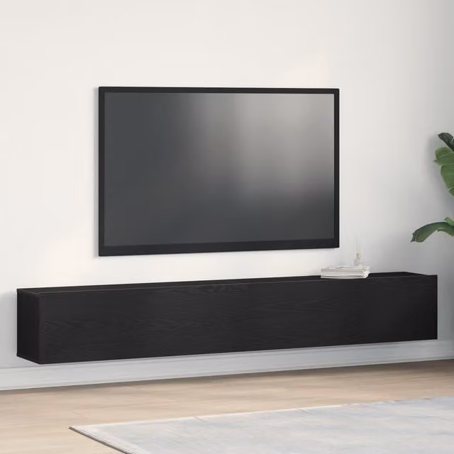 Berkfield Home Modern Black Oak Lowboard TV Cabinets, 2 Piece Set, W/D/H: 100 x 30 x 30 cm – 1