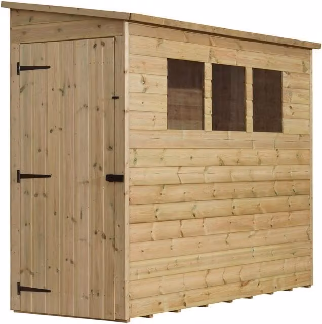 Empire Sheds Empire 2800 Pent Wood Garden Shed in Green with Single Door and 3 Windows