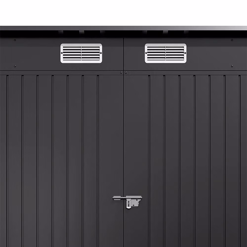 Living and Home Outdoor Galvanised Steel Storage Shed with Dual Doors and Side Vent, Black, W: 120.5 cm, D: 182.6 cm, H: 239.5 cm – 5