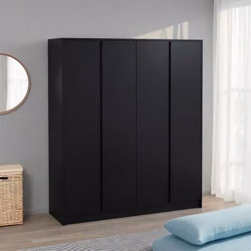 Seconique Malvern 4 Door Wardrobe in Matt Black