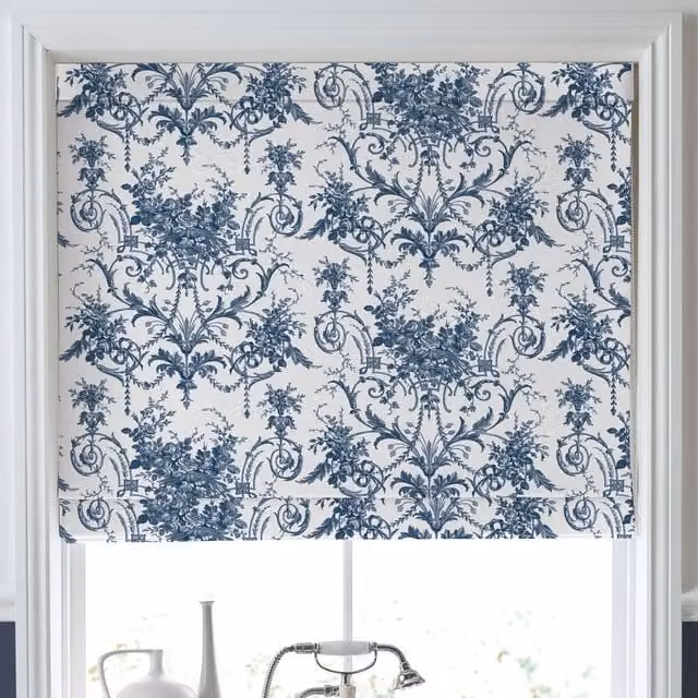 Laura Ashley Tulleries Made To Measure Blackout Roman Blind in Midnight Blue