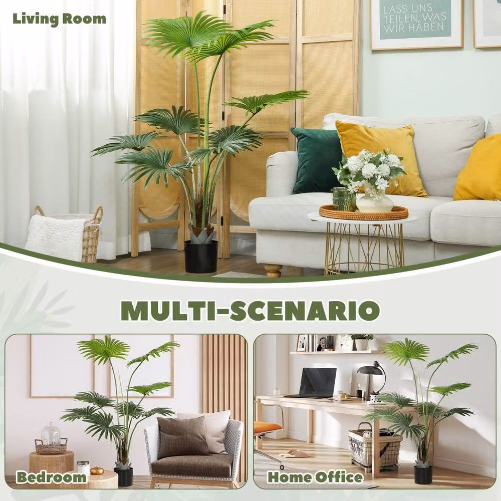 STILVORA Artificial Green Palm Tree with Weighted Concrete Pot, Height: 145 cm – 5