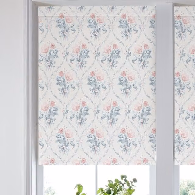 Laura Ashley Scarborough Fair Made to Measure Blackout Roller Blind in Blush Pink Floral Polyester