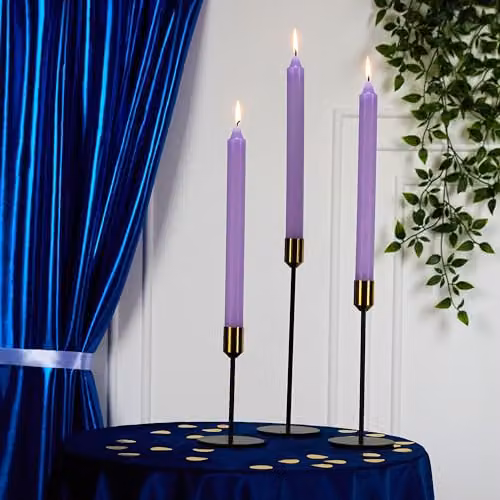 Deco Express Set of 15 Unscented Dripless Tapered Candles in Purple – 4