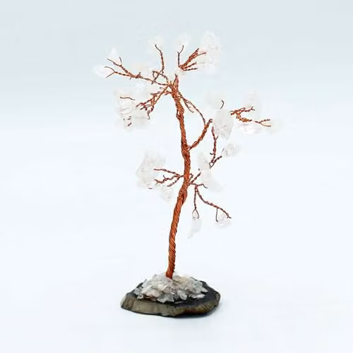 KDMD Rock Quartz Gemstone Bonsai Tree with Black Agate Base, 35 Stones – 2