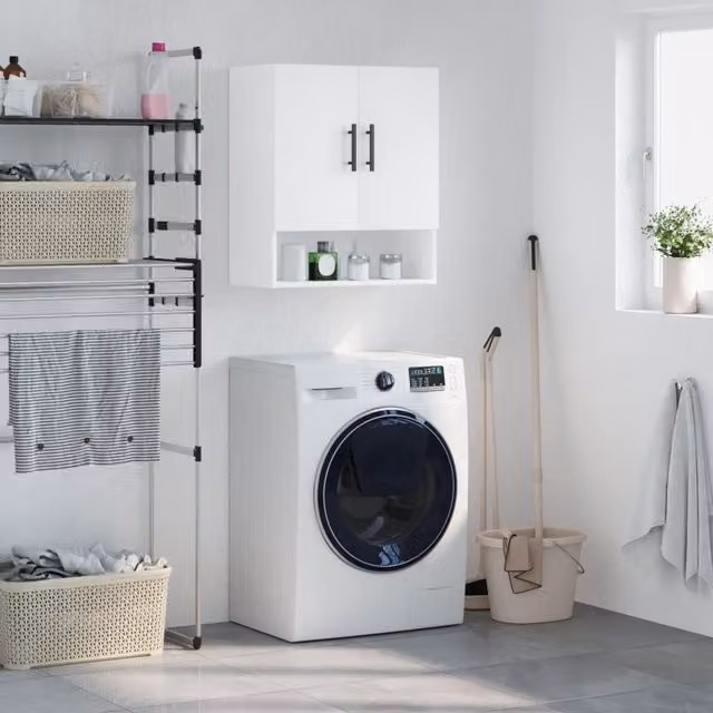 Berkfield Home White Wall Cabinet in Matt MDF, W/D/H: 60 x 31 x 70 cm