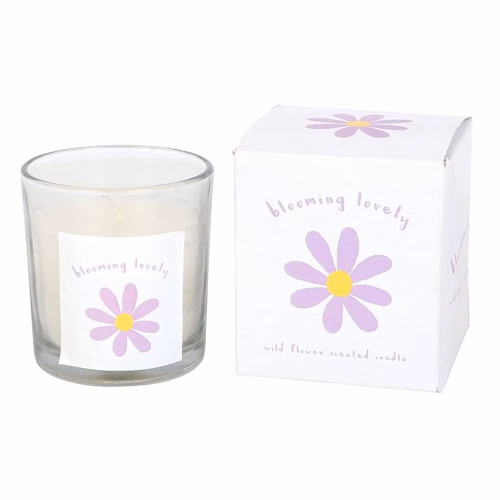 Uniqueful Blooming Lovely Daisy Wildflower Votive Candle, Multicolour Floral Glass Tabletop Candle – 2
