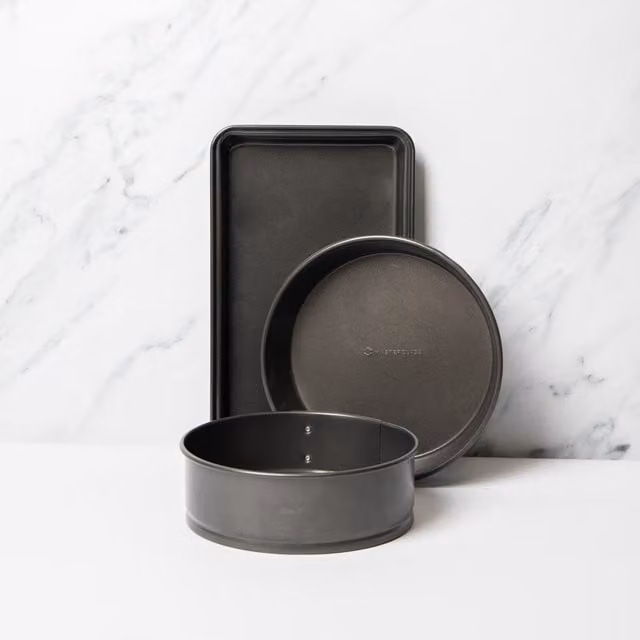 Masterclass 3-Piece Non-Stick Baking Set in Grey, including 20cm Springform Pan, Brownie Pan and 23cm Pie Pan