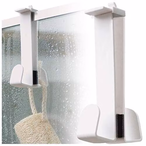 mysmartbuy White Double-Sided Plastic Hanging Shower Hook for Towels, Robes and Loofahs