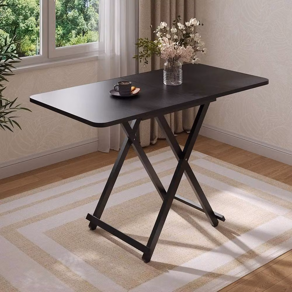 KORVIXA Black Folding Portable Square Metal Dining Camping Picnic Table, W/D/H: 100 x 100 x 74 cm – 2