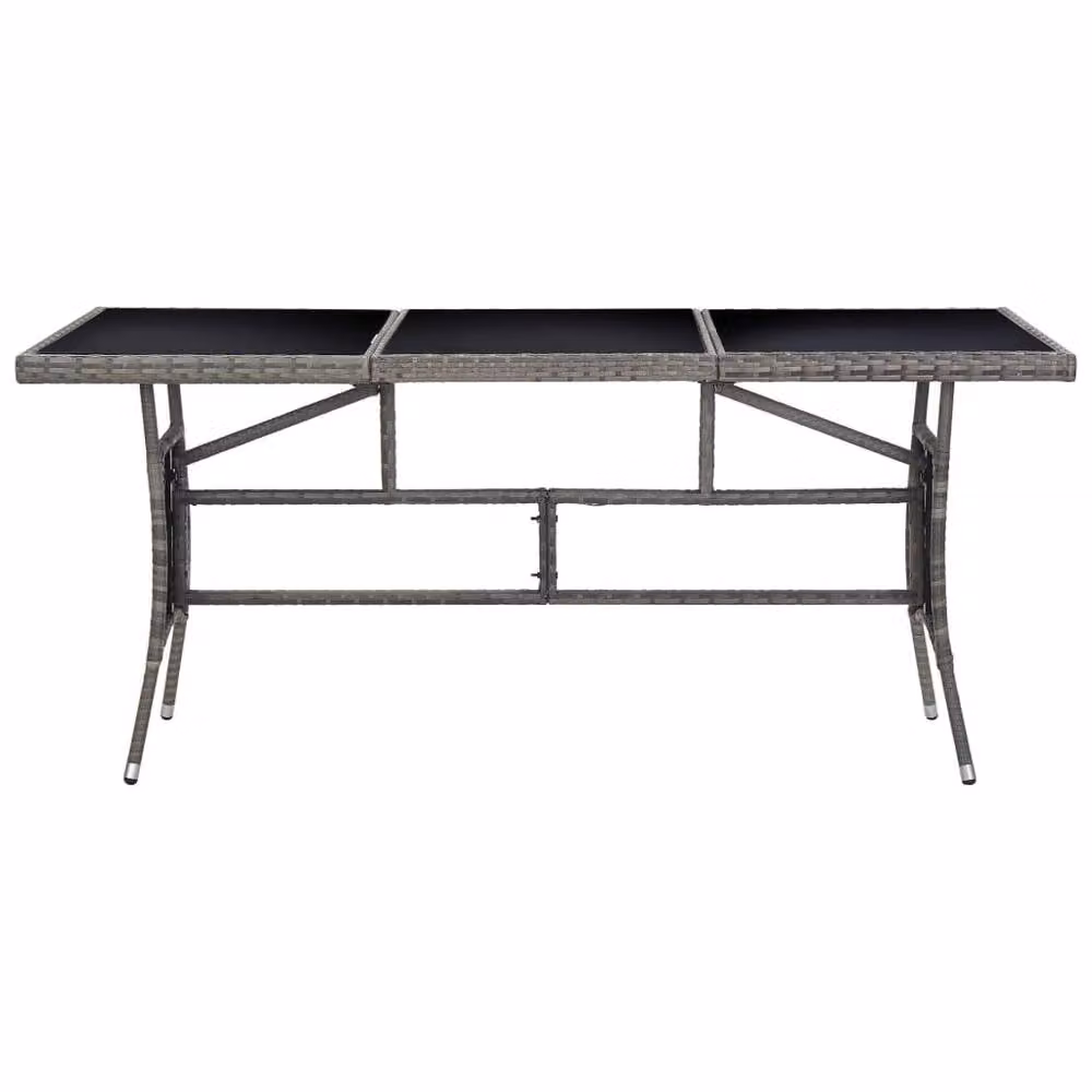 Berkfield Home Modern Grey Poly Rattan Garden Table W/D/H: 170 x 80 x 74 cm – 2