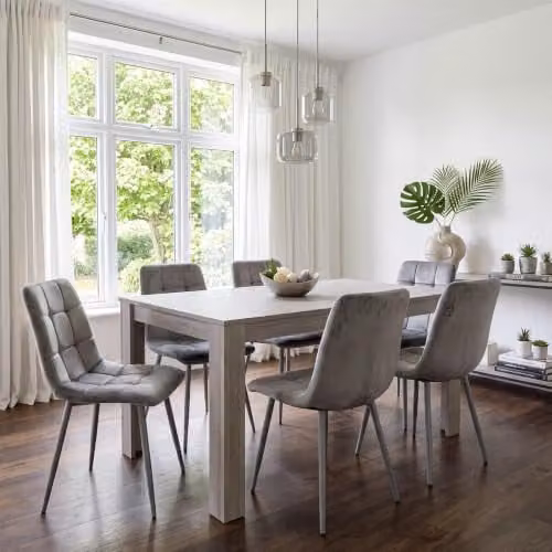 KOSY KOALA Grey Modern Dining Table Set with 6 Chairs – 1