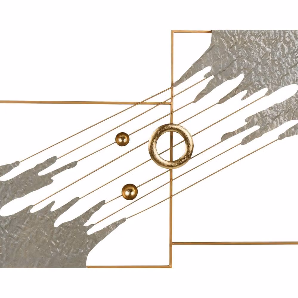 Wyld and Coco Atlas and Co Modern Metal Wall Sculpture in Grey and Gold Abstract Geometric Design – 2