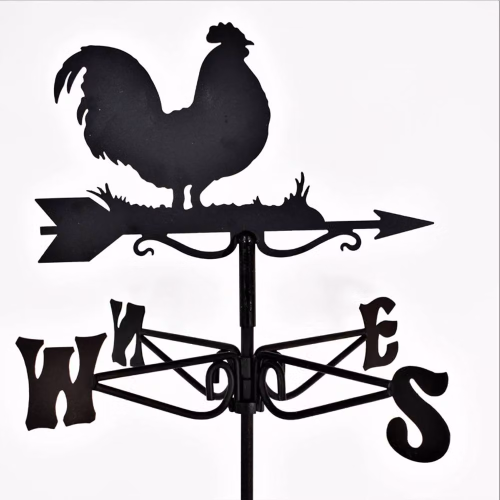 Buttercup Farm Mini Cockerel Weathervane in Black Steel, W38 x D38 x H47.5 cm – 2