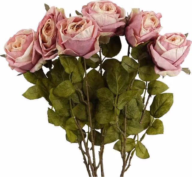 Light Pink Artificial Natural Look Rose Flowers with Textile Leaves
