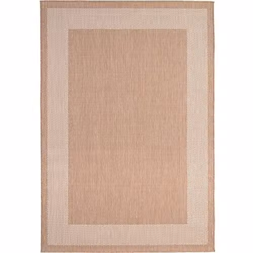 THE RUGS Bordered Beige Indoor and Outdoor Rectangular Rug, W/D: 80 x 150 cm – 1