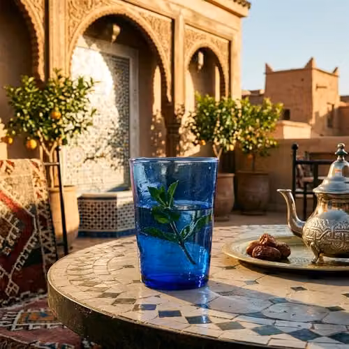 Nicola Spring Meknes Hand-Blown Blue Glass Tumblers, Set of 6, 215ml – 3