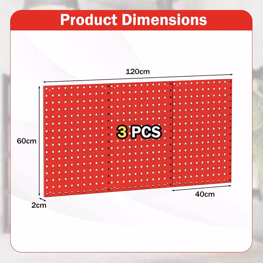 Costway Wall-Mounted Metal Pegboard Tool Organising Kit in Red – 2