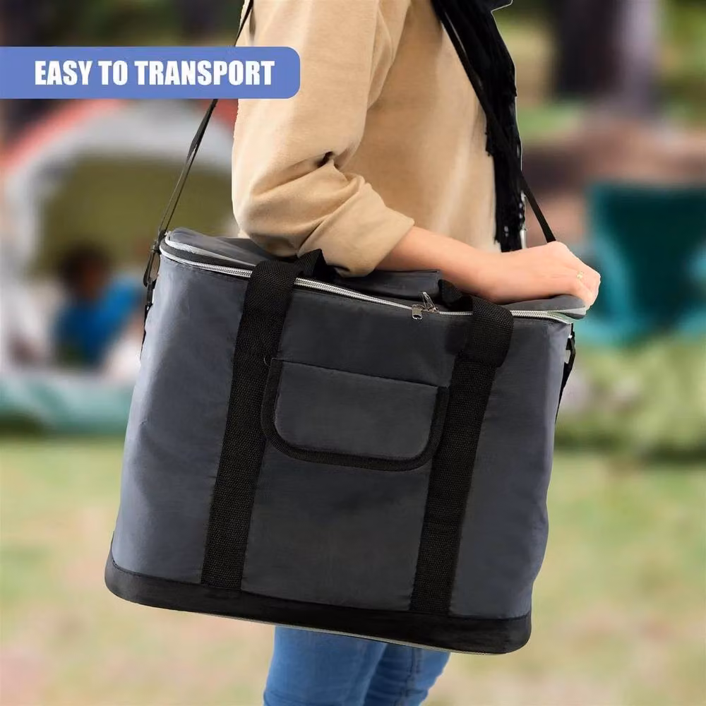 FLAVORA Zip Up Insulated Cooler Tote Bag with Shoulder Strap in Grey – 4