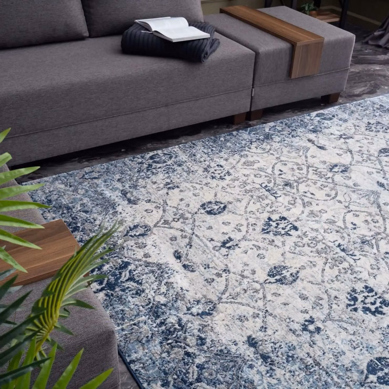 THE RUGS Montana Vintage Oriental Area Rug, Navy and White, W/D/H: 120 x 170 cm – 5