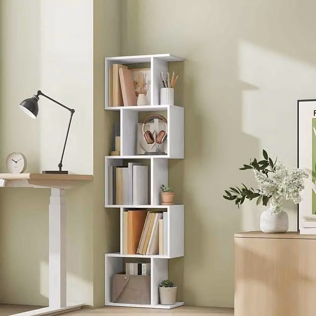 The Bazaarist 6 Tier Cube Room Divider Bookcase in Matte White