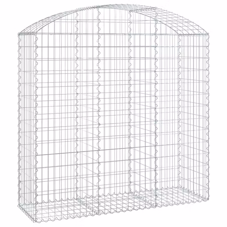 Berkfield Home Arched Gabion Basket in Silver Galvanised Steel, W: 150 cm, D: 50 cm, H: 140-160 cm