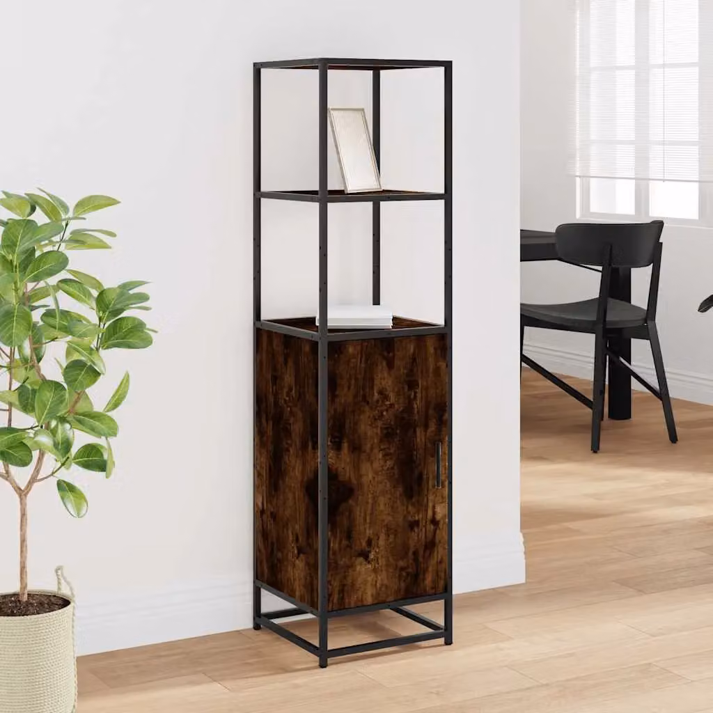 Berkfield Home Smoked Oak Highboard in Brown, W/D/H: 35.5 x 35.0 x 139.0 cm – 3