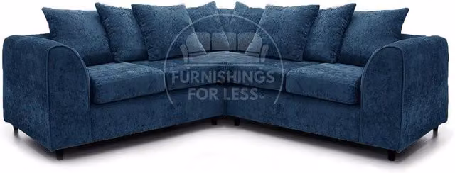 Furnishings For Less UK Monaco 5 Seater L-Shaped Chenille Fabric Sofa in Blue – 1
