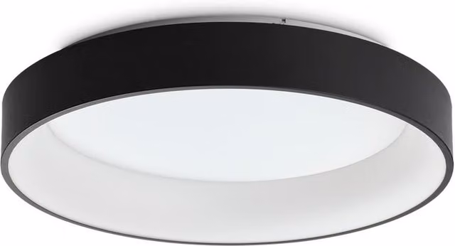 Ideal Lux Ziggy Round Integrated LED Semi Flush Ceiling Light, Black, Diameter: 60 cm