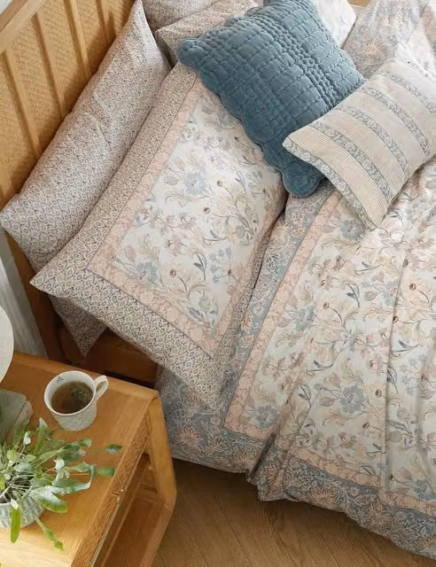 Laura Ashley Semington Set of 2 Floral Pure Cotton Pillowcases, Light Pink Mix