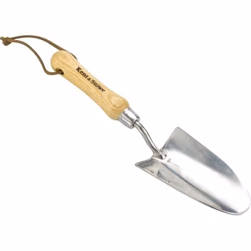 Kent & Stowe Stainless Steel Hand Trowel with Bent Shaft in Silver or Beige – 1