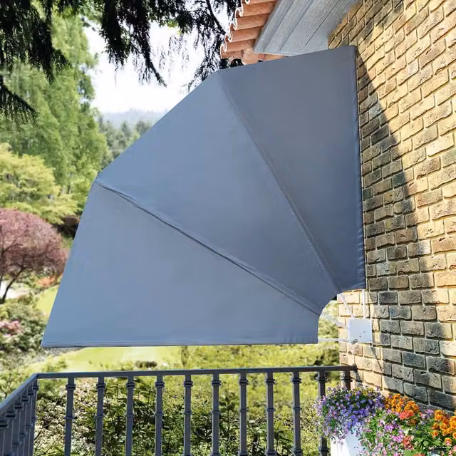 Berkfield Home Collapsible Balcony Side Awning in Grey, W/D/H: 210 x 210 x 210 cm