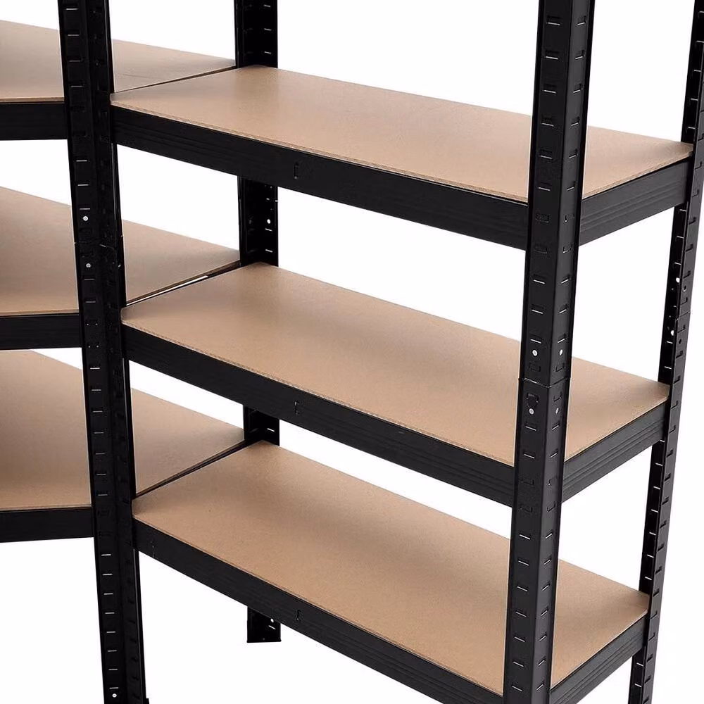 KORVIXA Brown Corner Garage Racking with Adjustable MDF Shelves, H 150 cm x W 100 cm x D 100 cm – 4