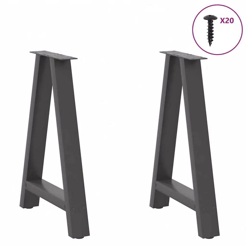Berkfield Home A-Shaped Coffee Table Legs, 2 Pieces, Anthracite Black Steel, W: 60 cm, H: 72-73 cm – 2