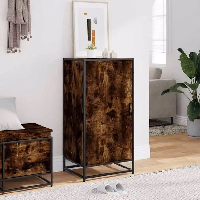 Berkfield Home Smoked Oak Shoe Rack in Brown, W/D/H: 48 x 38 x 97.5 cm – 1