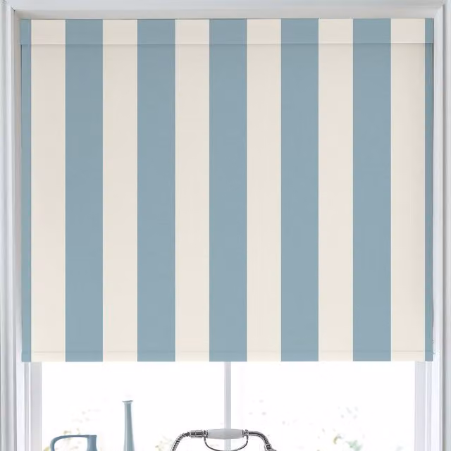Laura Ashley Lille Stripe Translucent Made to Measure Roller Blind in Seaspray Blue