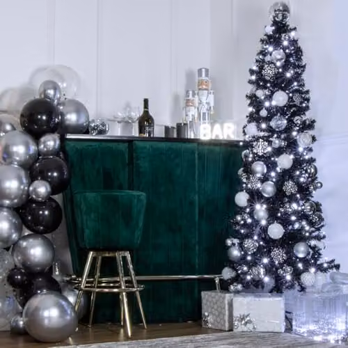 The Christmas Workshop 6ft Slimline Black Artificial Christmas Tree with Metal Stand – 2