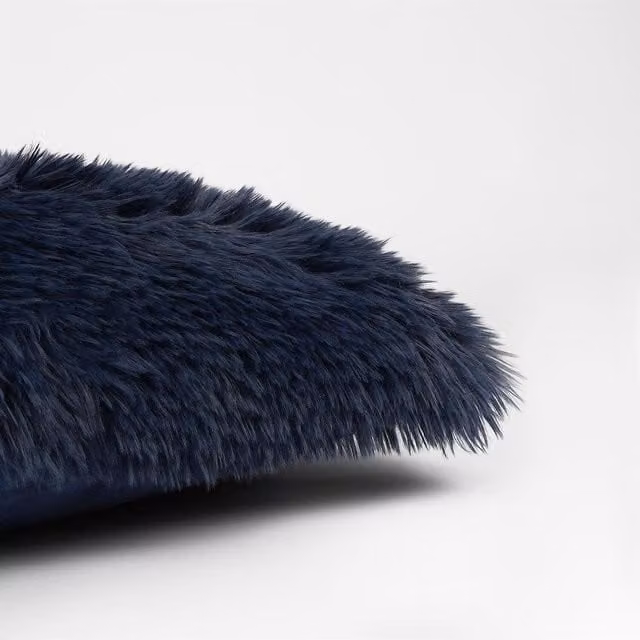 Sienna Home Navy Blue Faux Mongolian Fur Cushion Covers, Pack of 4, W/D/H: 45.72 x 45.72 x 45.72 cm