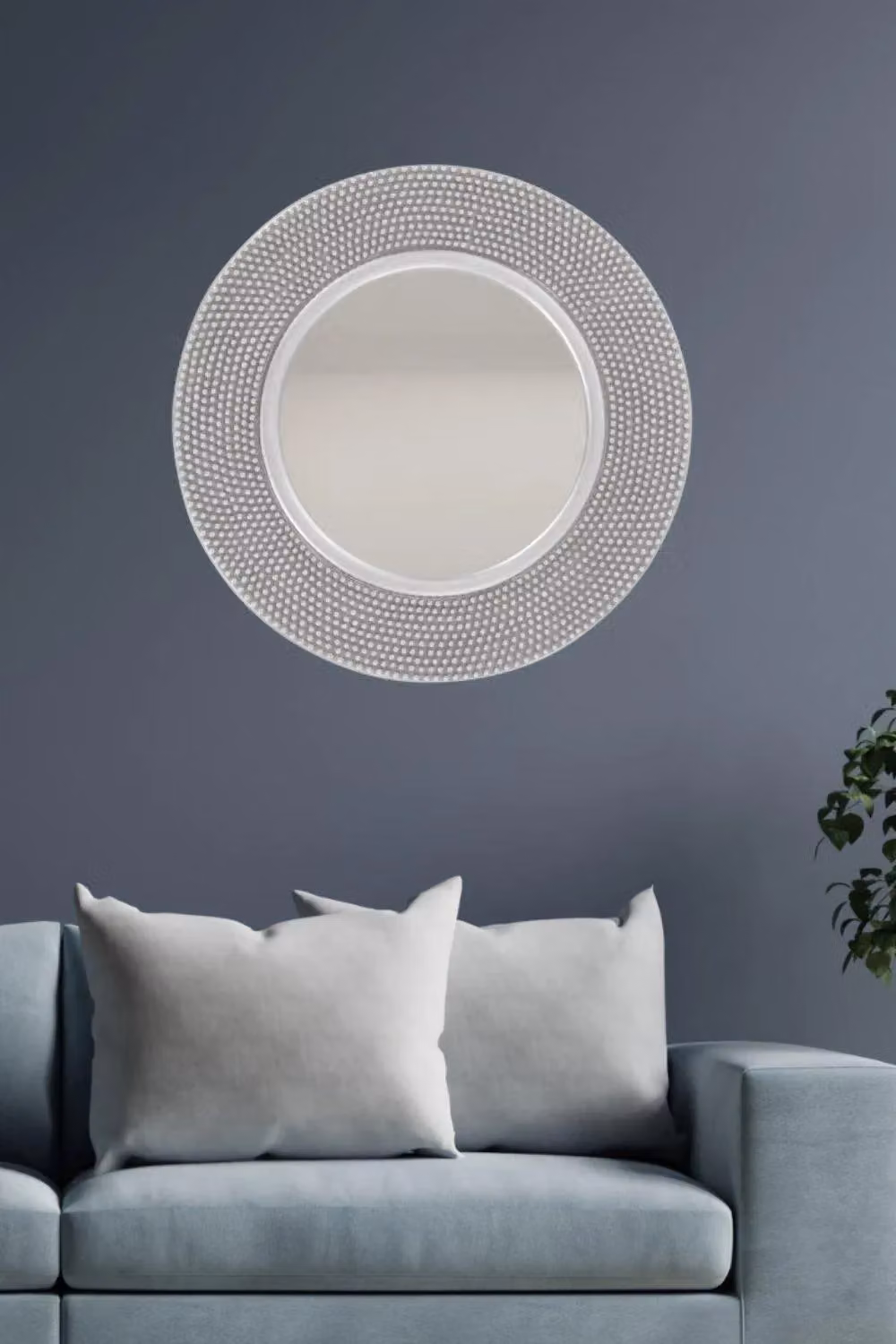 Nielsen Design Abraham Round Textured Silver Wall Mirror, Diameter: 80 cm – 2