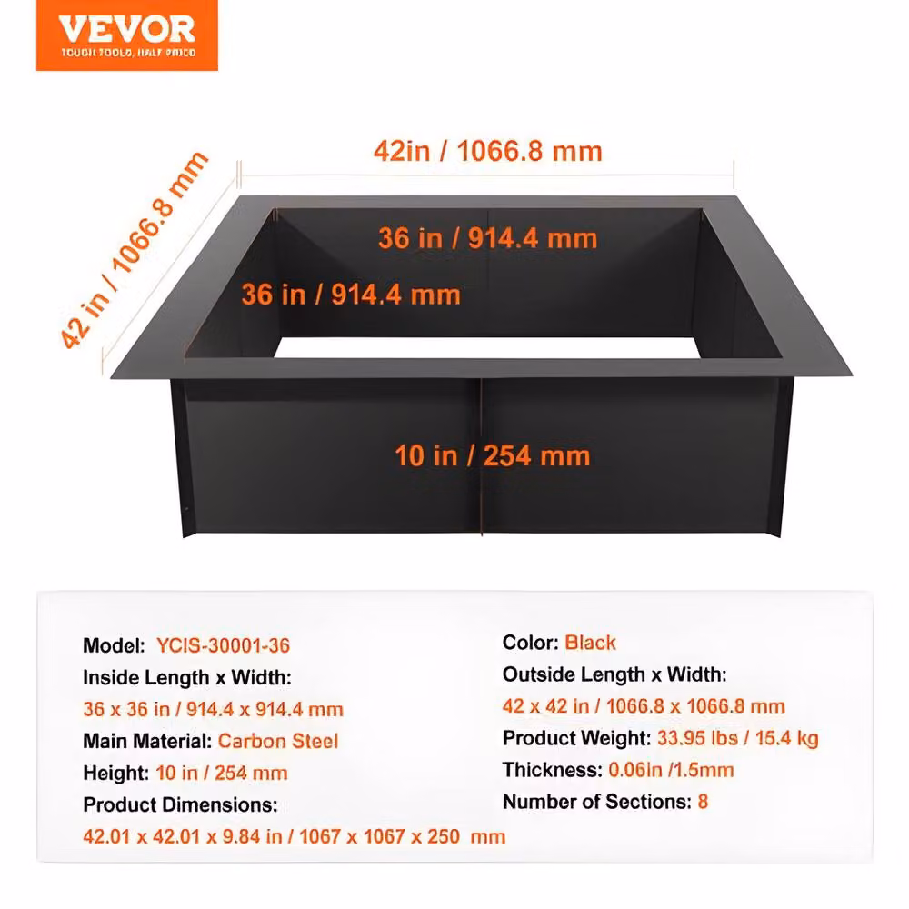 VEVOR Black Q235 Carbon Steel 8-Section Seamless Assembly Fire Pit Ring – 4