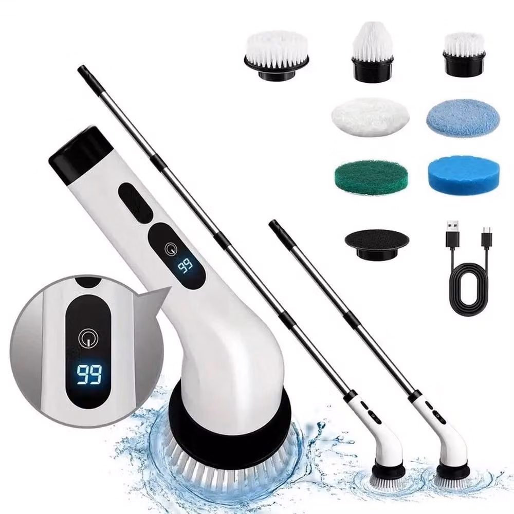NESTLUNE 9 in 1 Electric Spin Scrubber Handheld Cleaning Brush, White, H x W x D: 100 x 15 x 15 cm – 2