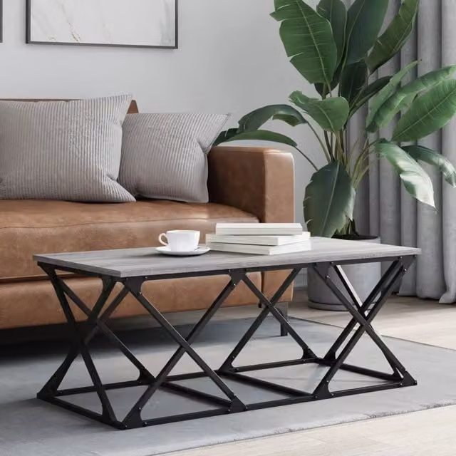 Berkfield Home Grey Sonoma Coffee Table, W: 100 cm, D: 49 cm, H: 40 cm
