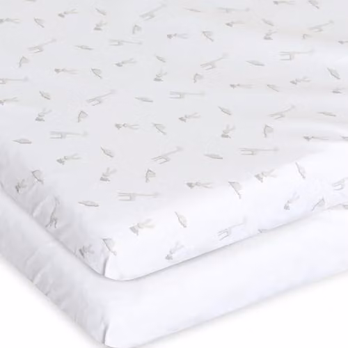 Chicco Next2Me Co-Sleeping Crib Sheets, Pack of 2, 100% Soft Cotton, White and Green – 1