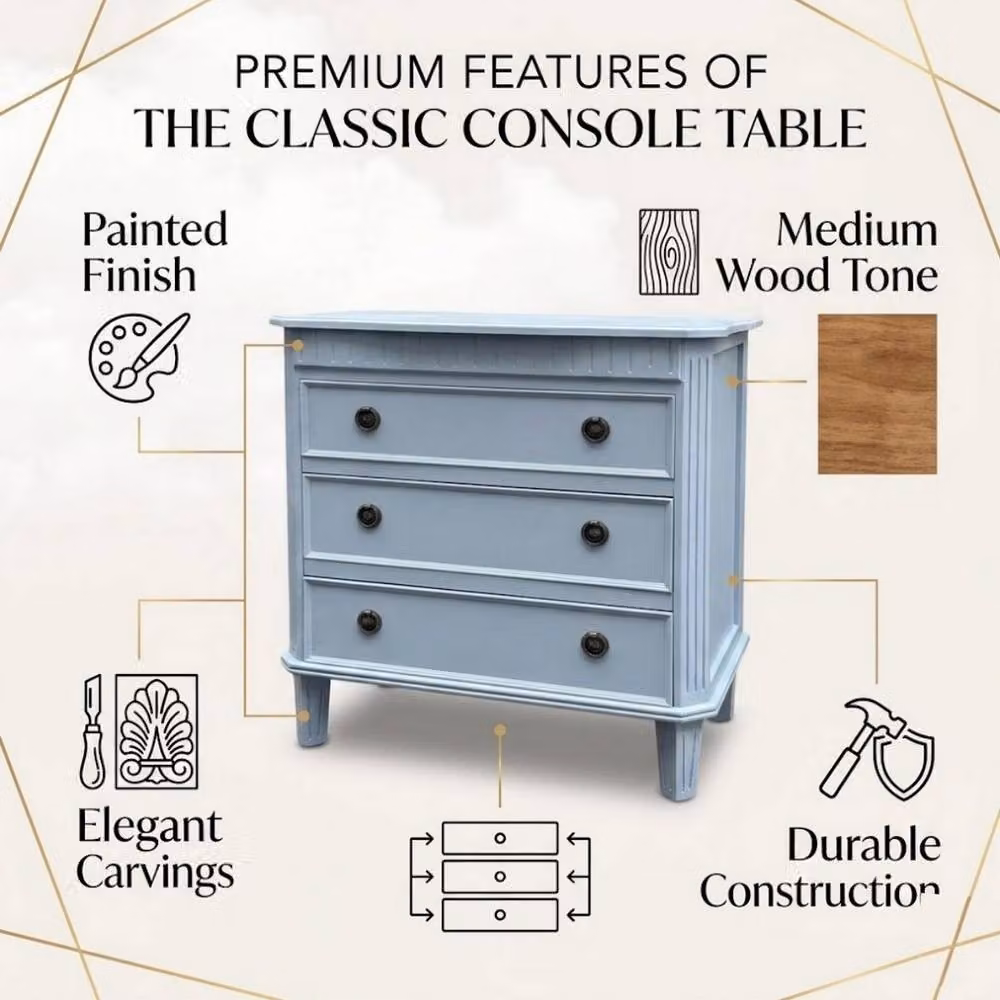 Minster Stylish Living Ltd 3 Drawer Chest of Drawers in Blue, W: 60 cm, D: 40 cm, H: 78 cm – 2